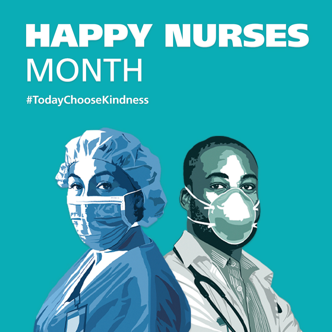 cartooned image of nurses to celebrate nurses month